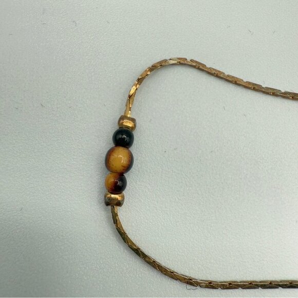 Korea 1960s Elegant Gold and Brown Beaded Necklace - Picture 5 of 14